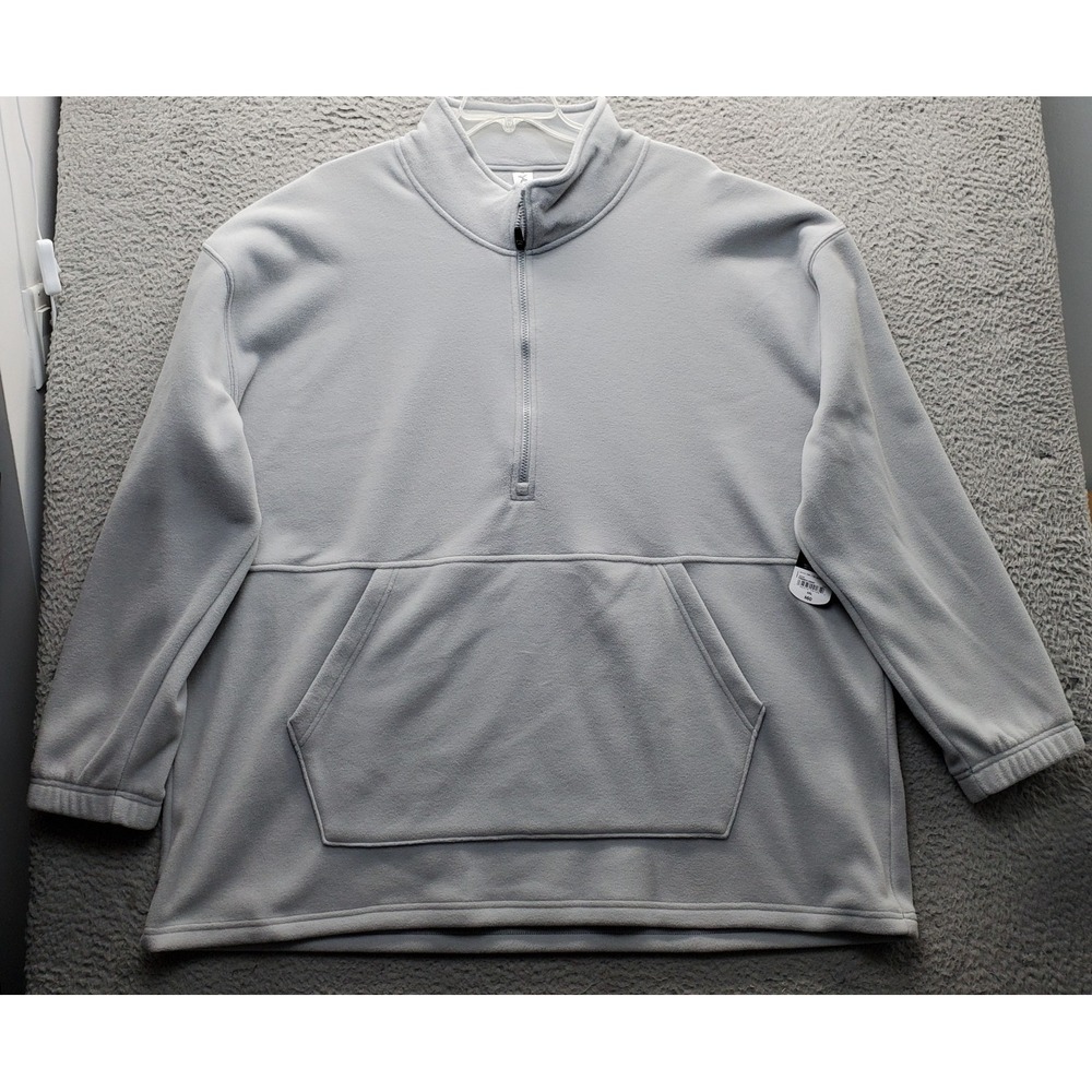 Xersion Sweatshirt Mens 4XL Gray Polar Fleece Soft Loose‎ Fit Mock Neck 1/2 Zip